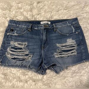 KanCan Light Blue Ripped Jean Shorts